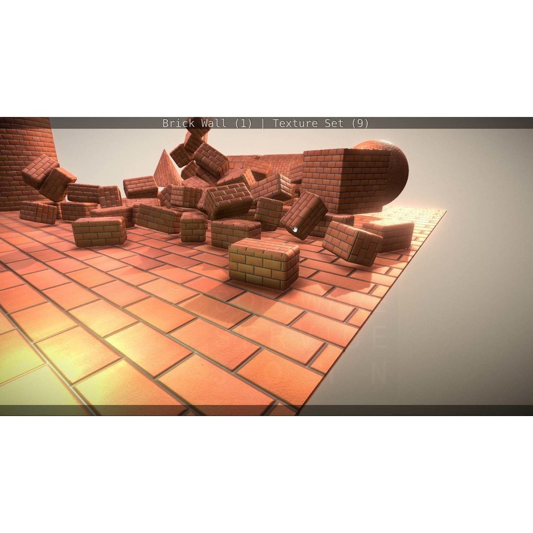 Brick Wall 3D Model – Seamless PBR Texture Set, FBX, OBJ - View 300