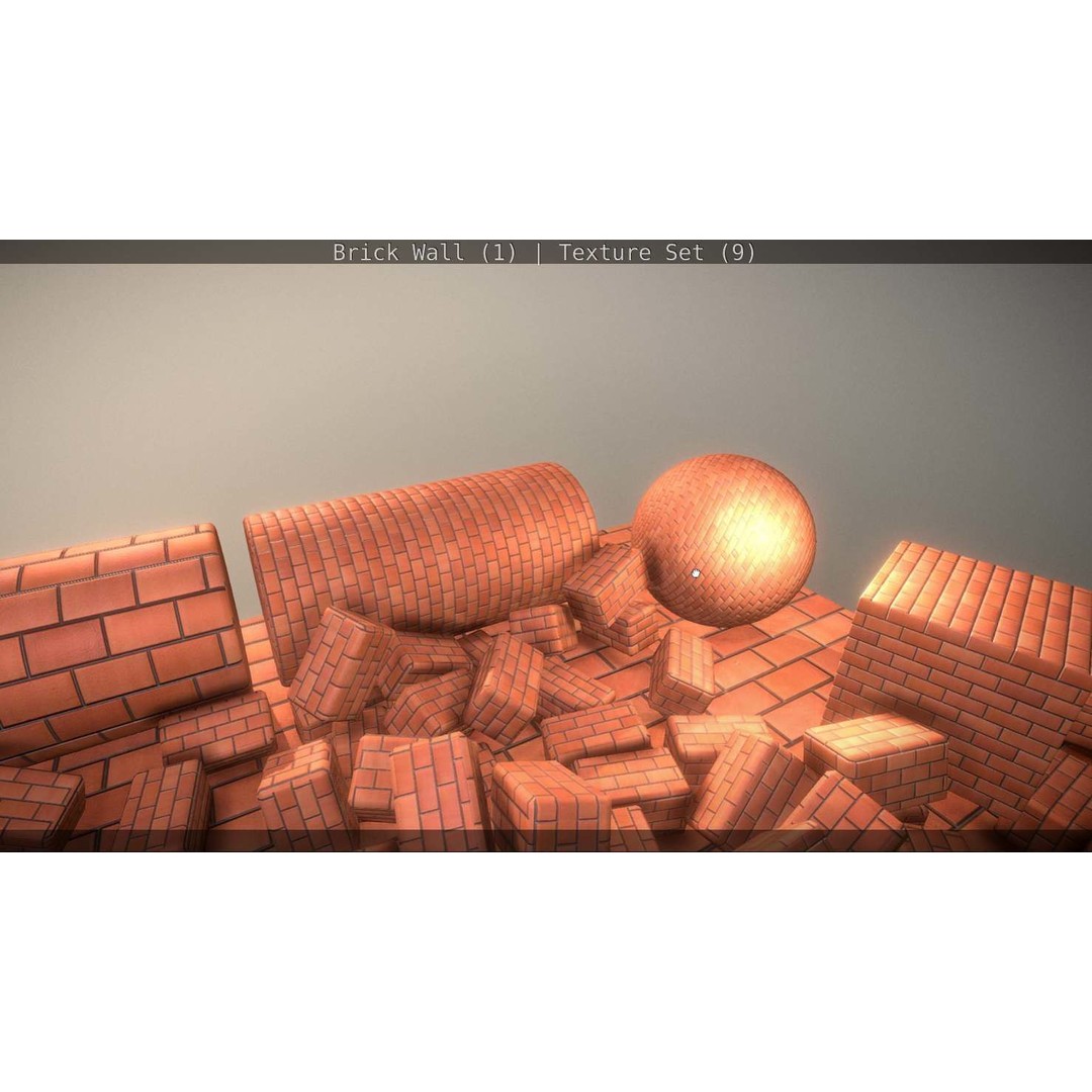 Brick Wall 3D Model – Seamless PBR Texture Set, FBX, OBJ - View 306