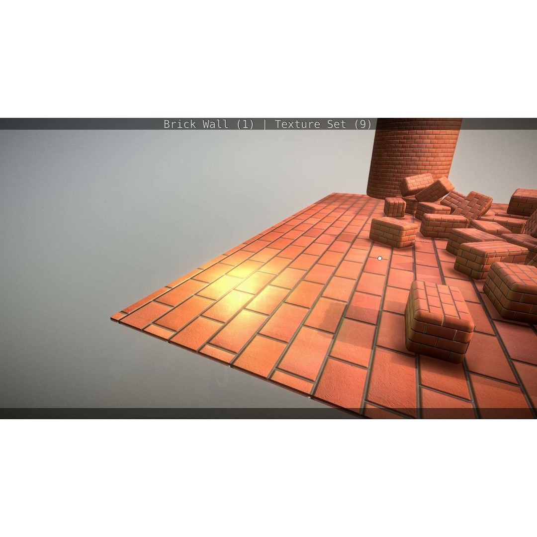 Brick Wall 3D Model – Seamless PBR Texture Set, FBX, OBJ - View 307