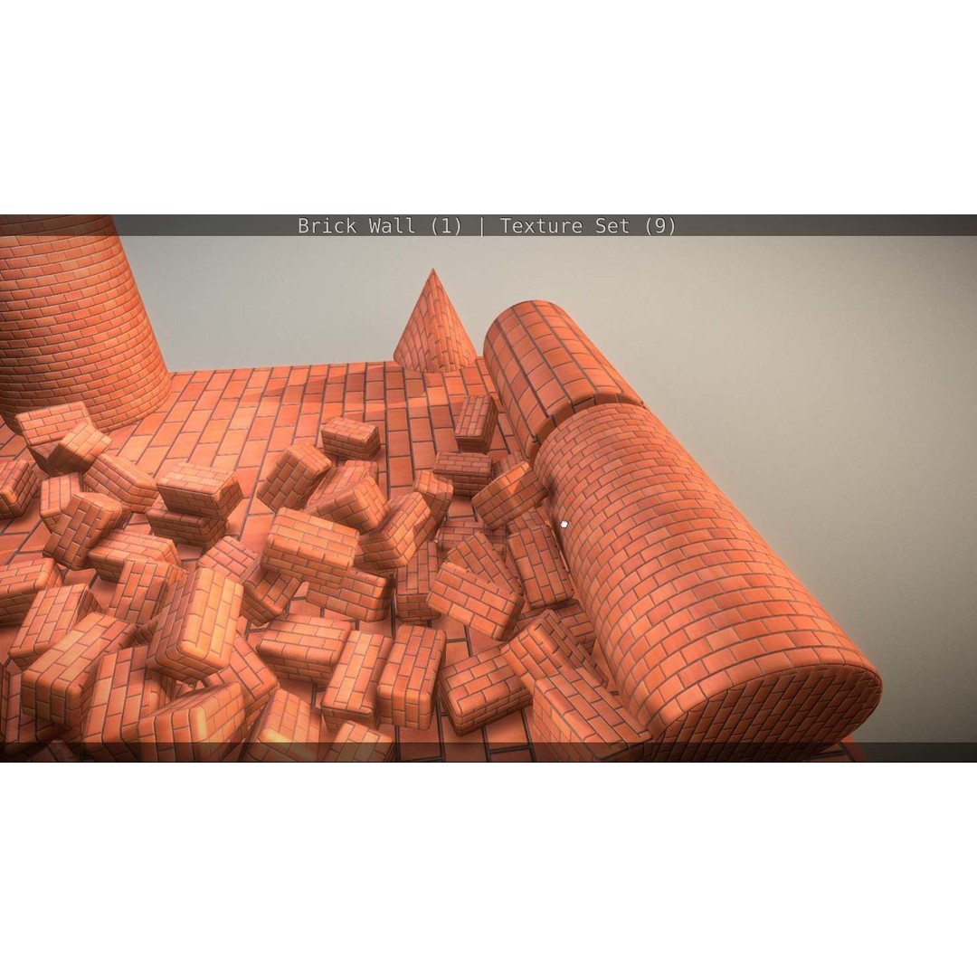 Brick Wall 3D Model – Seamless PBR Texture Set, FBX, OBJ - View 308
