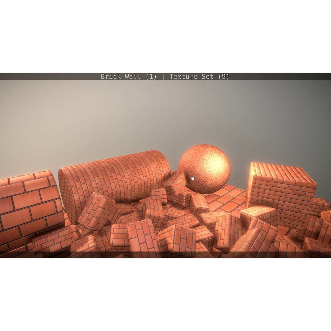 Brick Wall 3D Model – Seamless PBR Texture Set, FBX, OBJ - View 309