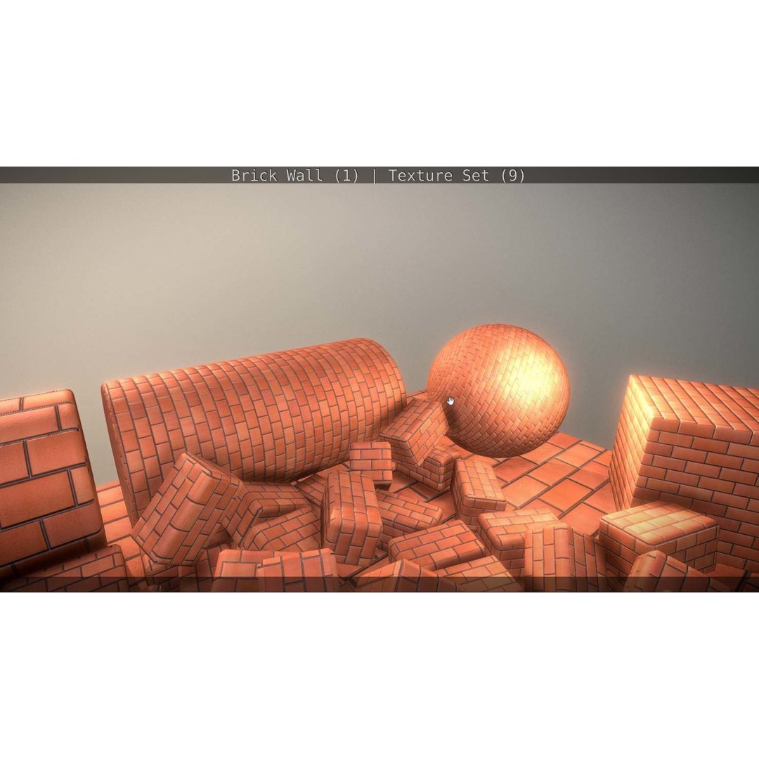 Brick Wall 3D Model – Seamless PBR Texture Set, FBX, OBJ - View 314