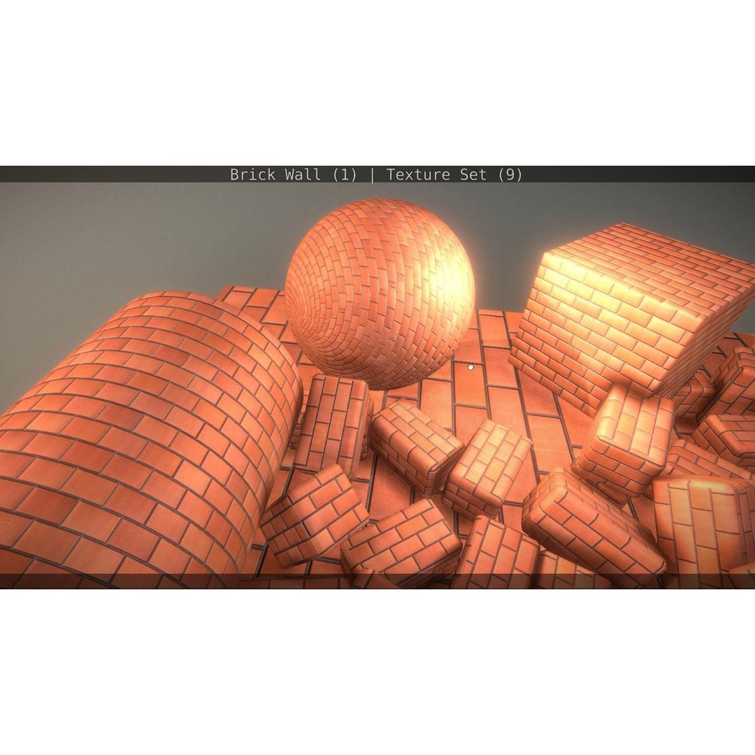 Brick Wall 3D Model – Seamless PBR Texture Set, FBX, OBJ - View 317