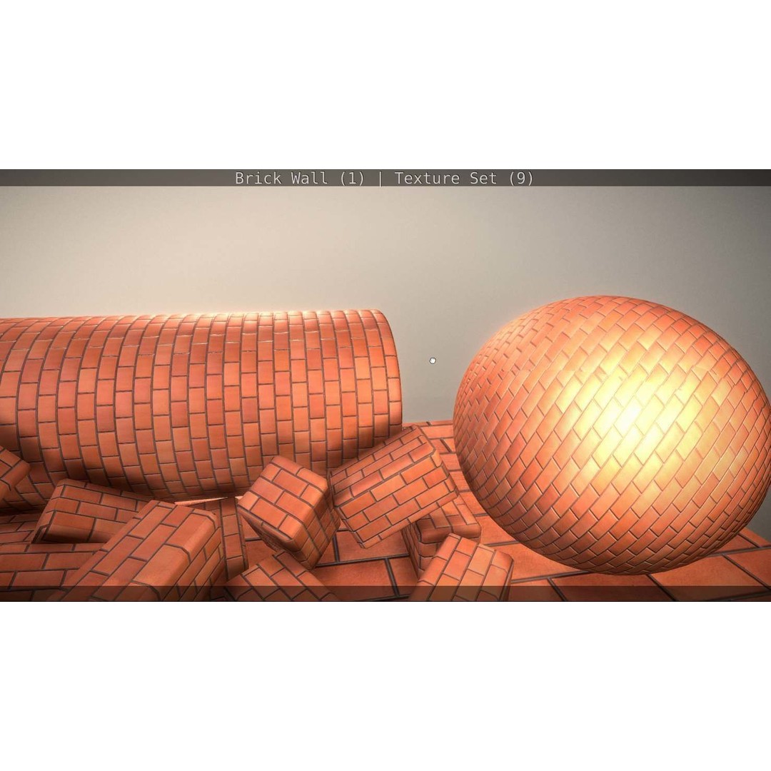 Brick Wall 3D Model – Seamless PBR Texture Set, FBX, OBJ - View 318