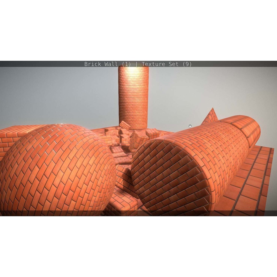 Brick Wall 3D Model – Seamless PBR Texture Set, FBX, OBJ - View 319