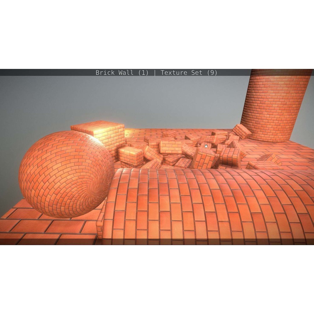 Brick Wall 3D Model – Seamless PBR Texture Set, FBX, OBJ - View 320