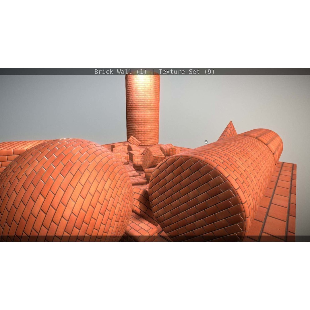 Brick Wall 3D Model – Seamless PBR Texture Set, FBX, OBJ - View 322