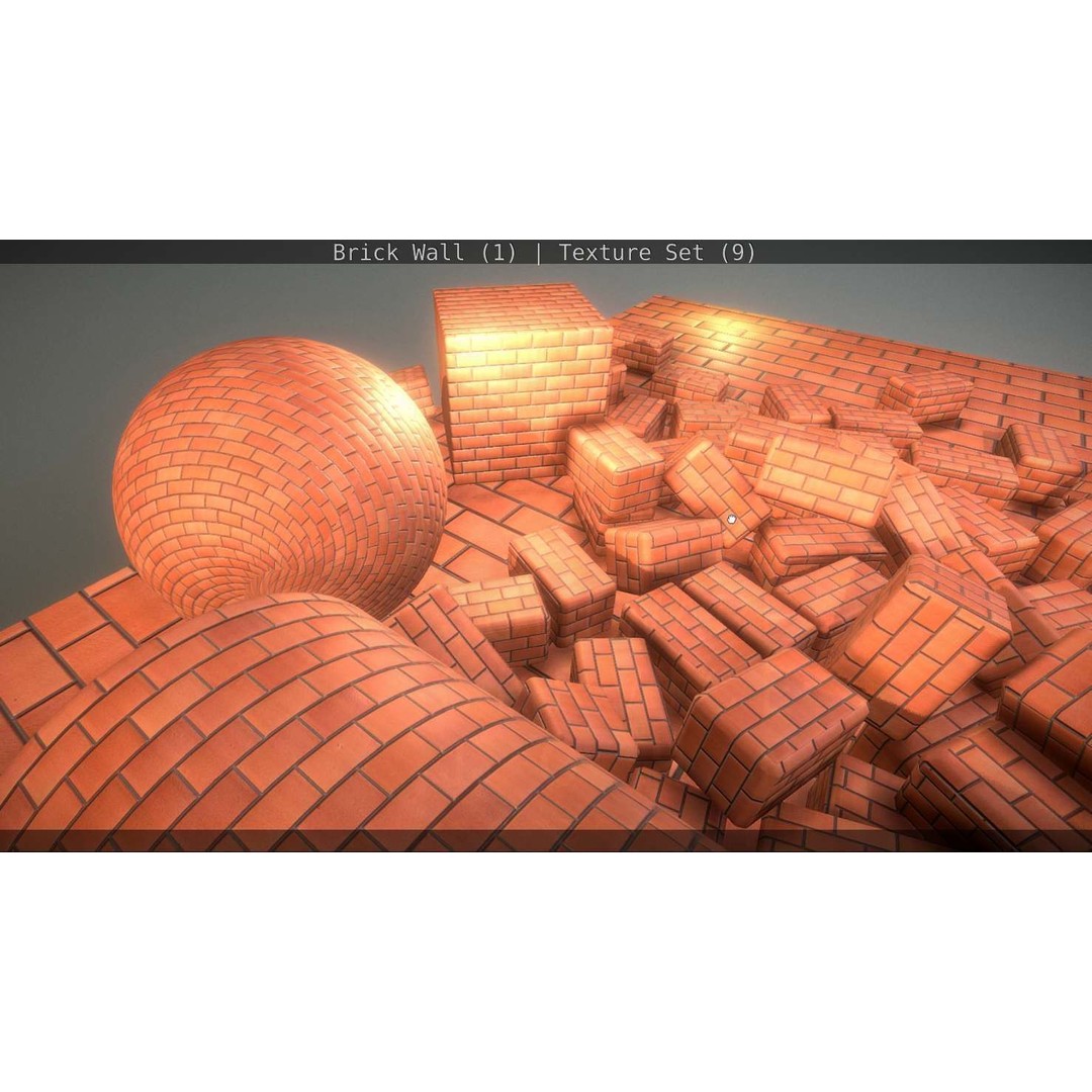 Brick Wall 3D Model – Seamless PBR Texture Set, FBX, OBJ - View 323
