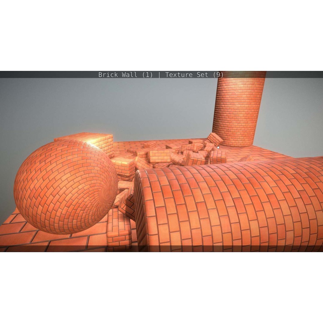 Brick Wall 3D Model – Seamless PBR Texture Set, FBX, OBJ - View 324
