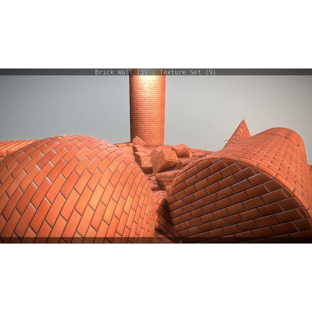 Brick Wall 3D Model – Seamless PBR Texture Set, FBX, OBJ - View 325