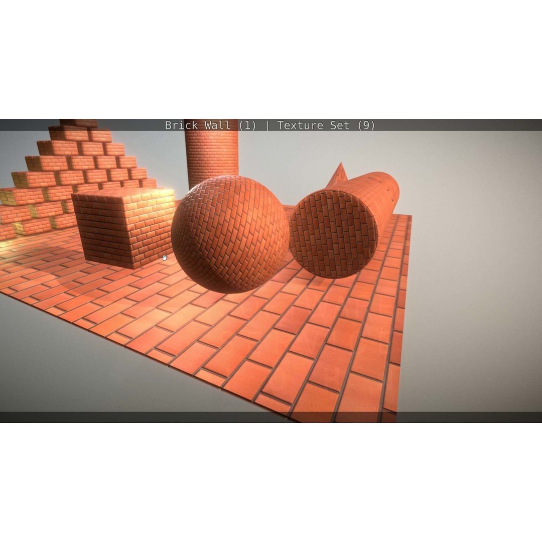 Brick Wall 3D Model – Seamless PBR Texture Set, FBX, OBJ - View 33