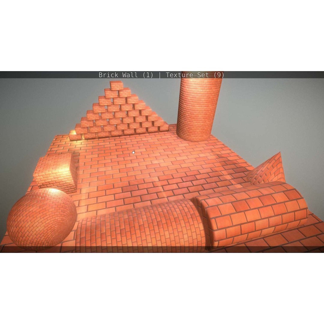 Brick Wall 3D Model – Seamless PBR Texture Set, FBX, OBJ - View 37