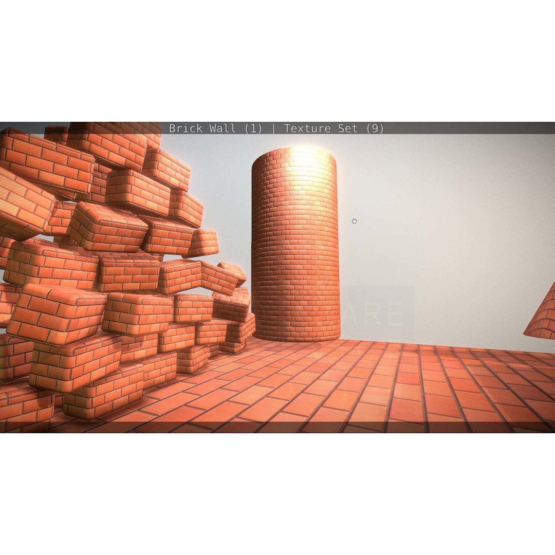 Brick Wall 3D Model – Seamless PBR Texture Set, FBX, OBJ - View 54