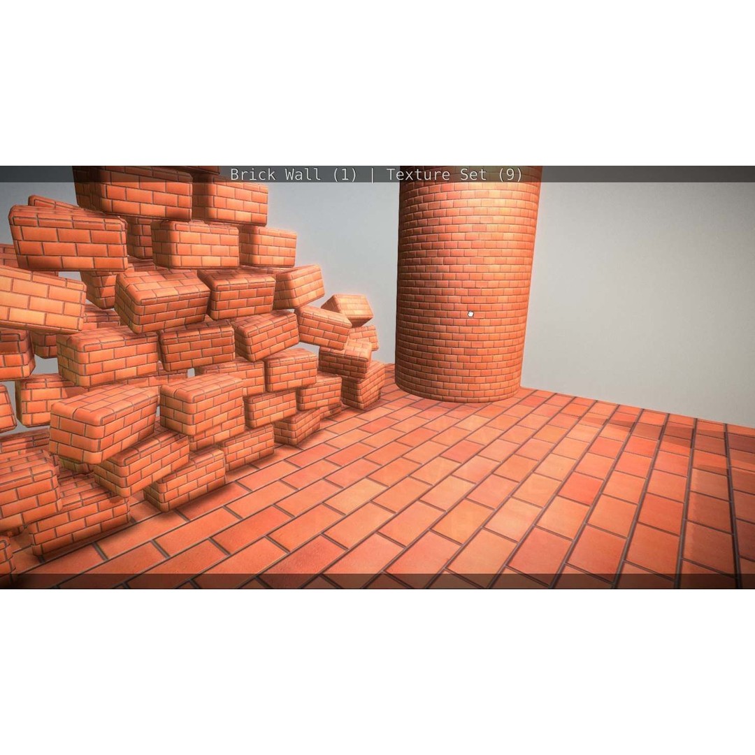 Brick Wall 3D Model – Seamless PBR Texture Set, FBX, OBJ - View 61