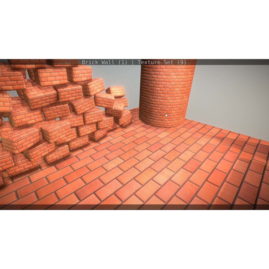Brick Wall 3D Model – Seamless PBR Texture Set, FBX, OBJ - View 62