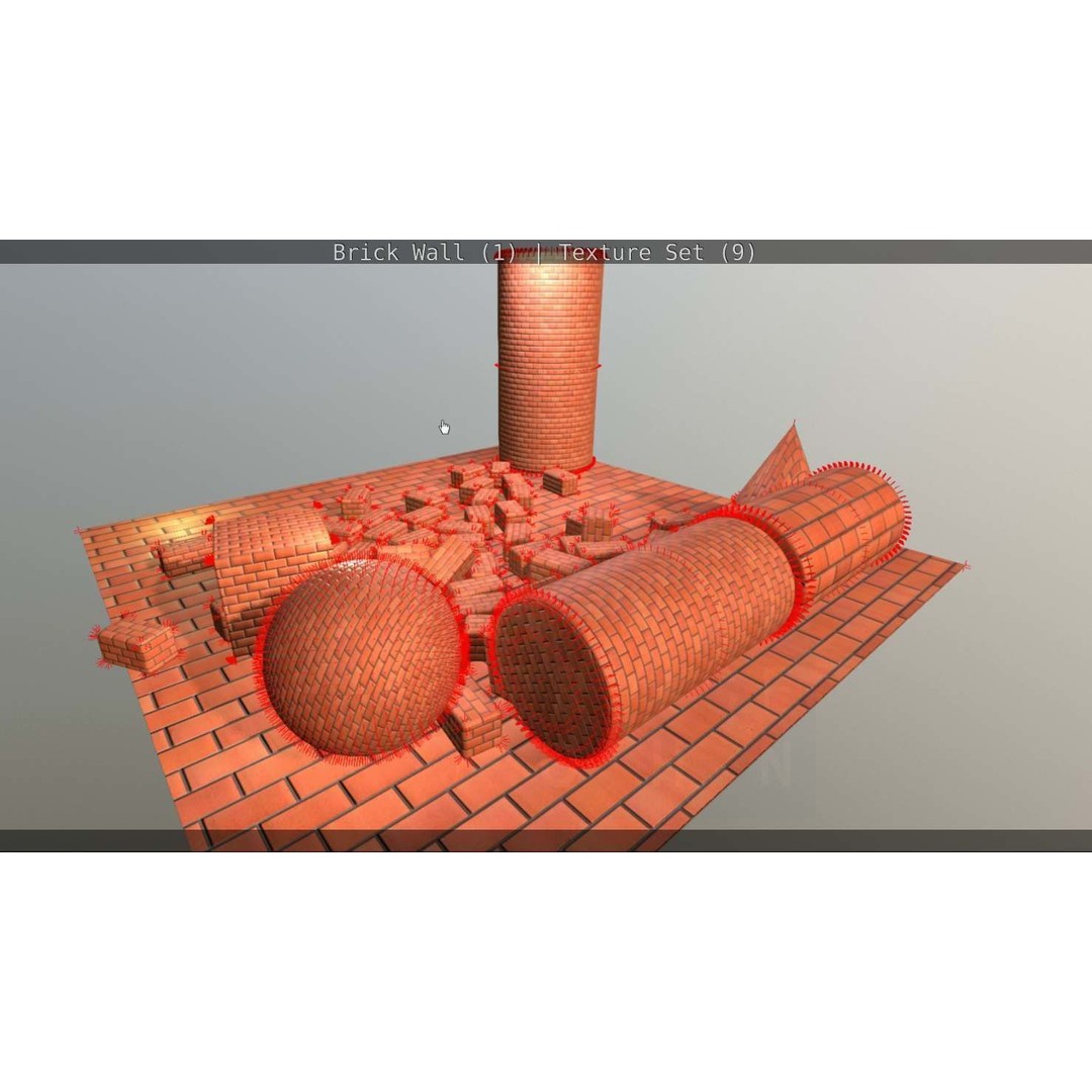 Brick Wall 3D Model – Seamless PBR Texture Set, FBX, OBJ - View 70