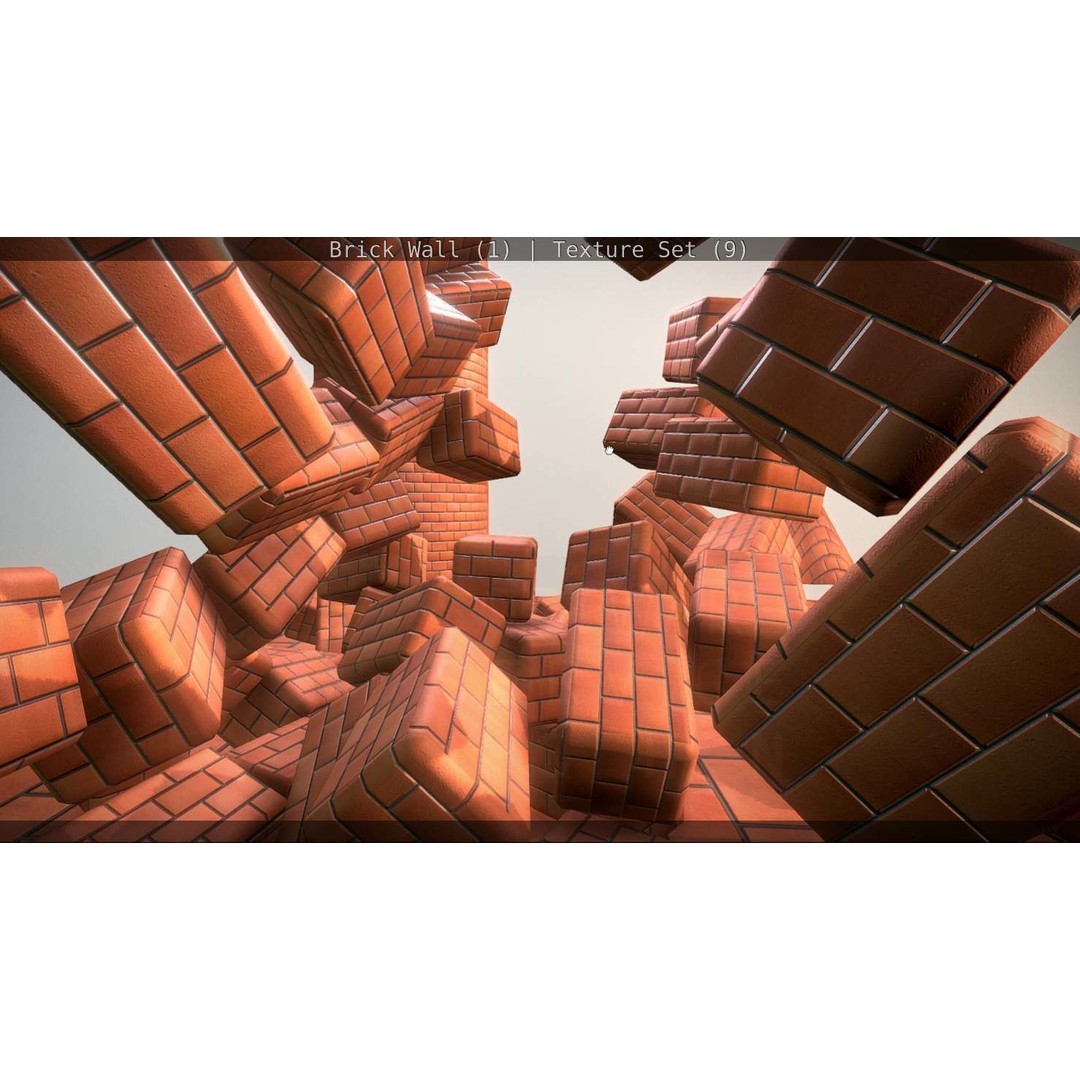 Brick Wall 3D Model – Seamless PBR Texture Set, FBX, OBJ - View 80