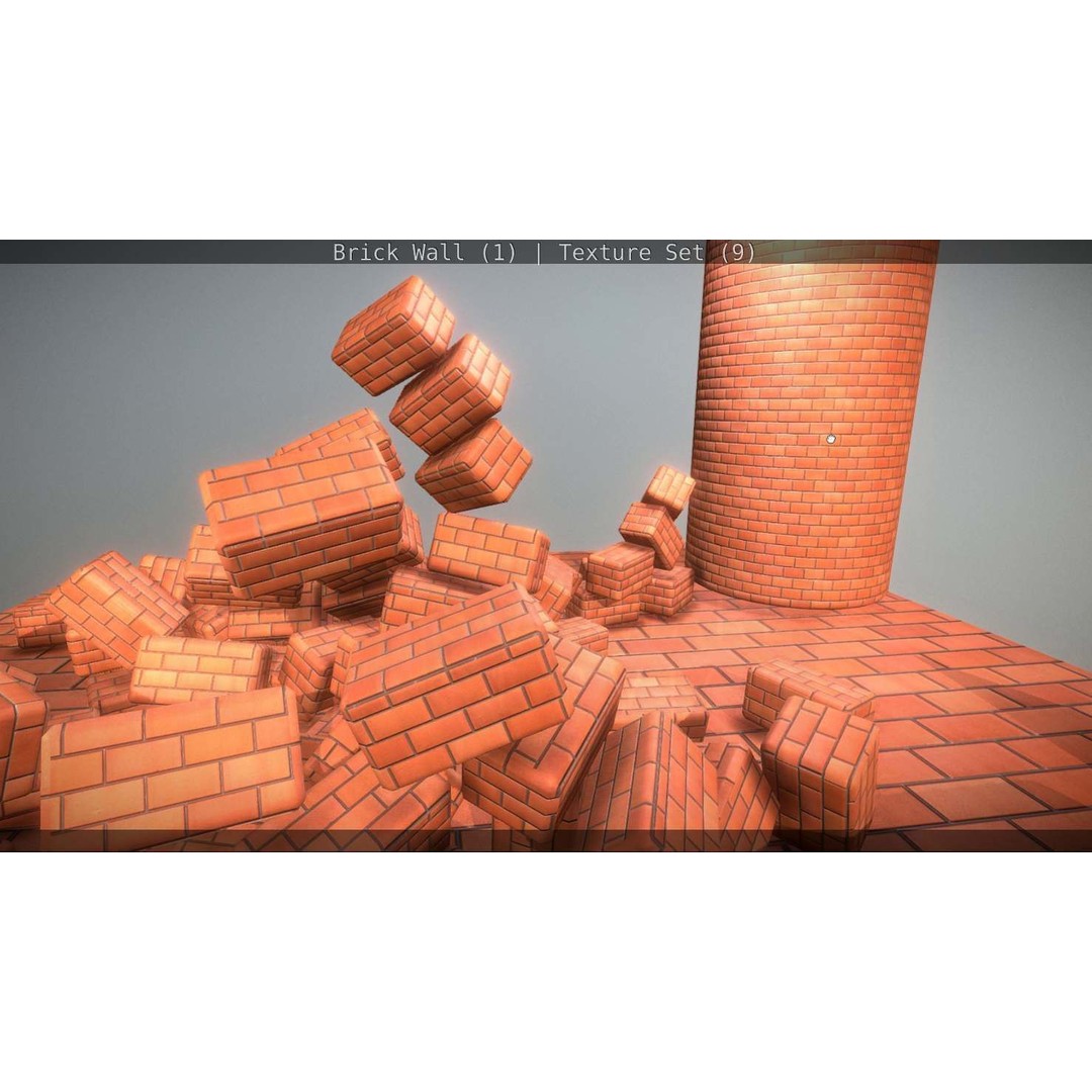 Brick Wall 3D Model – Seamless PBR Texture Set, FBX, OBJ - View 83