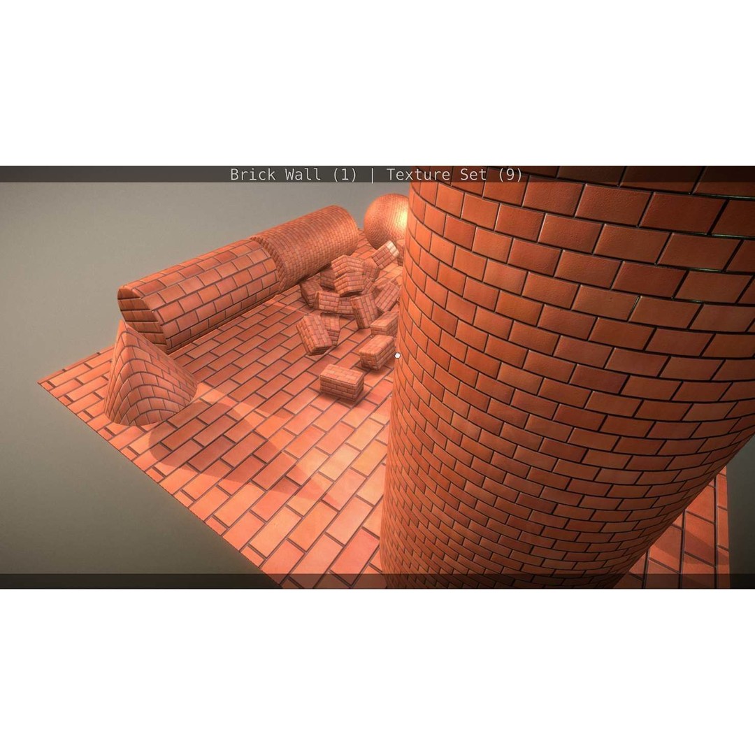 Brick Wall 3D Model – Seamless PBR Texture Set, FBX, OBJ - View 87