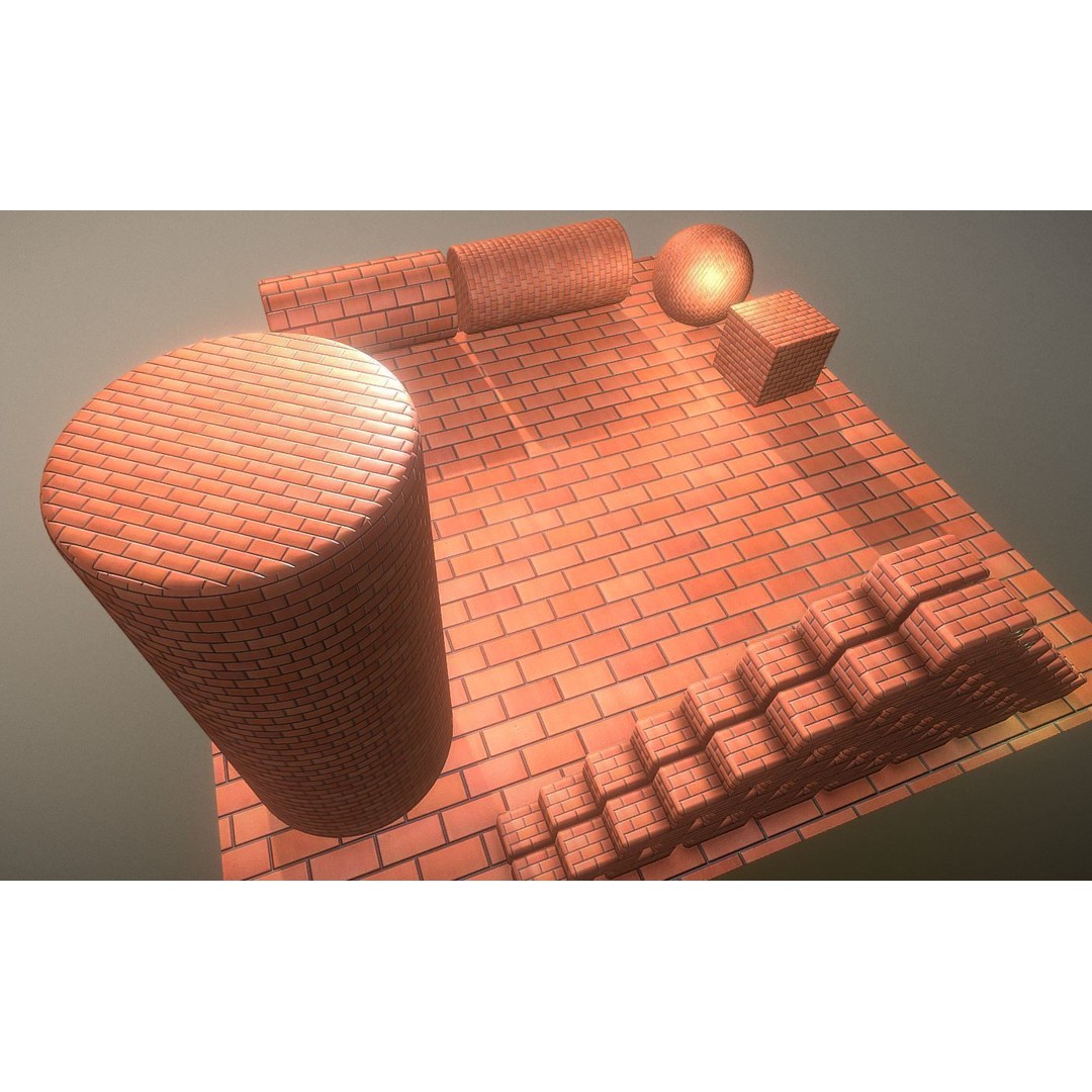 Brick Wall 3D Model – Seamless PBR Texture Set, FBX, OBJ - View 9