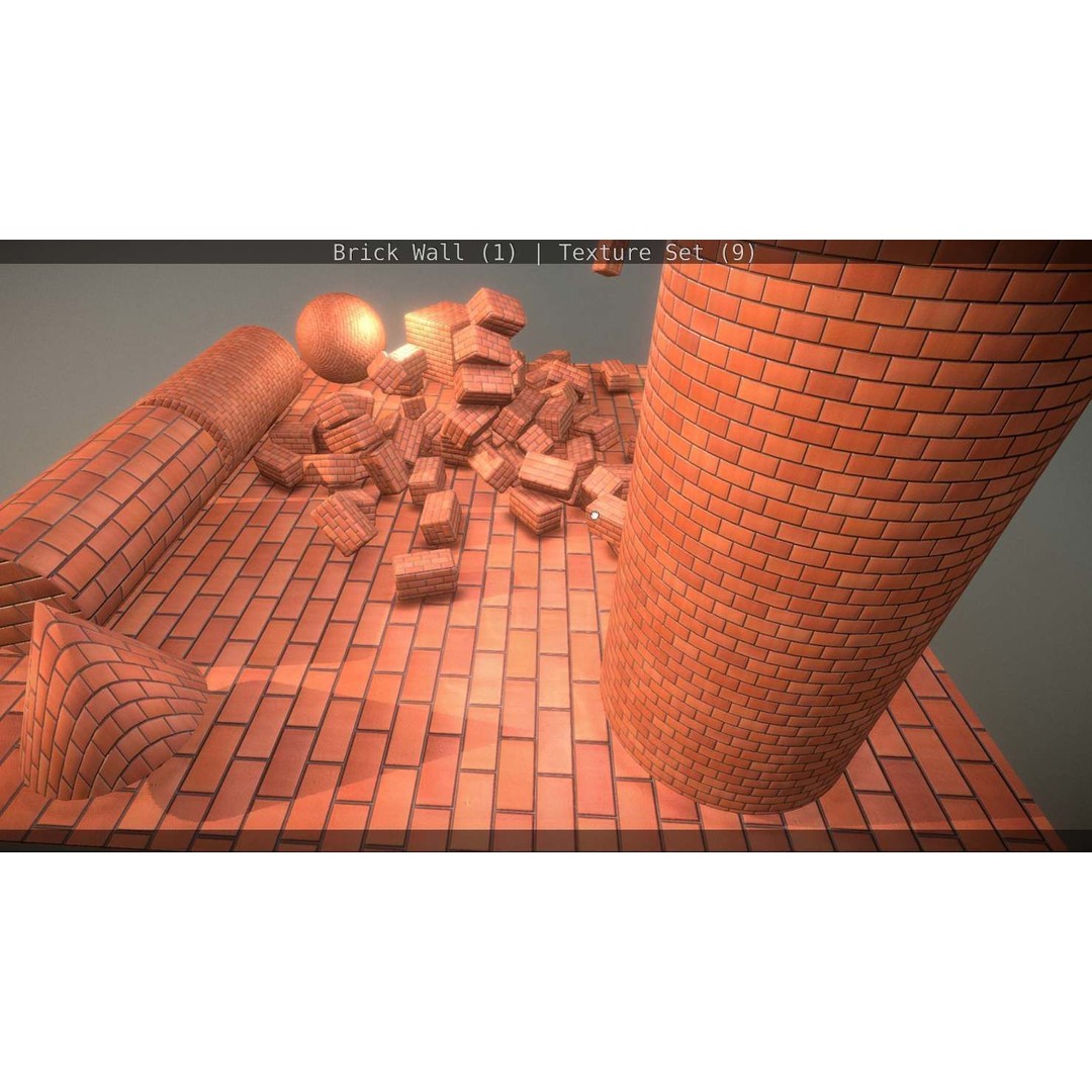 Brick Wall 3D Model – Seamless PBR Texture Set, FBX, OBJ - View 97