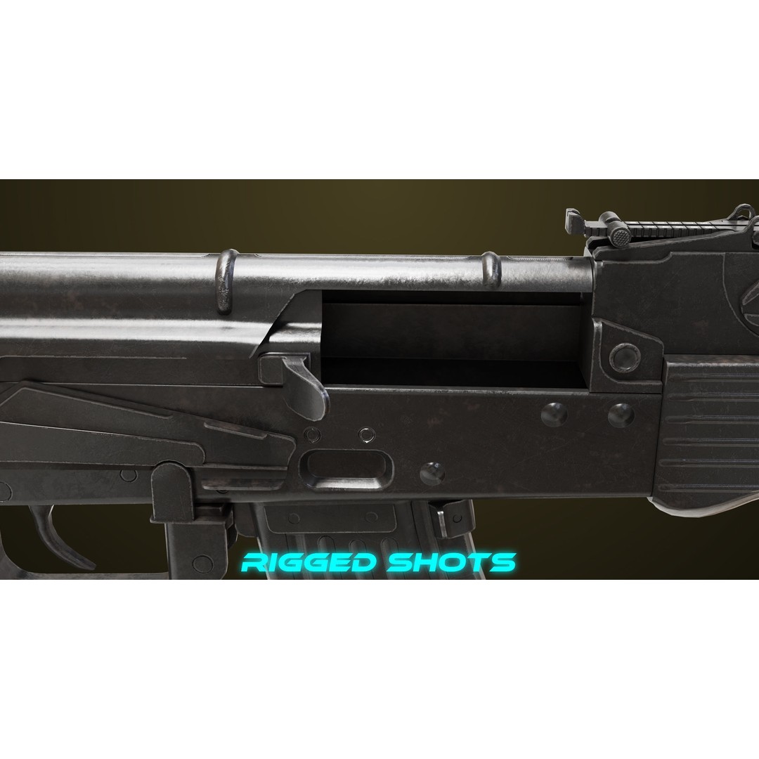Light Machine Gun 3D Model – Low Poly PBR Game Asset, FBX, Unity, UE - View 10