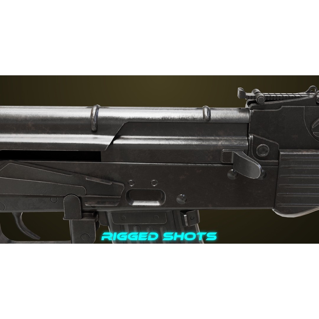 Light Machine Gun 3D Model – Low Poly PBR Game Asset, FBX, Unity, UE - View 17