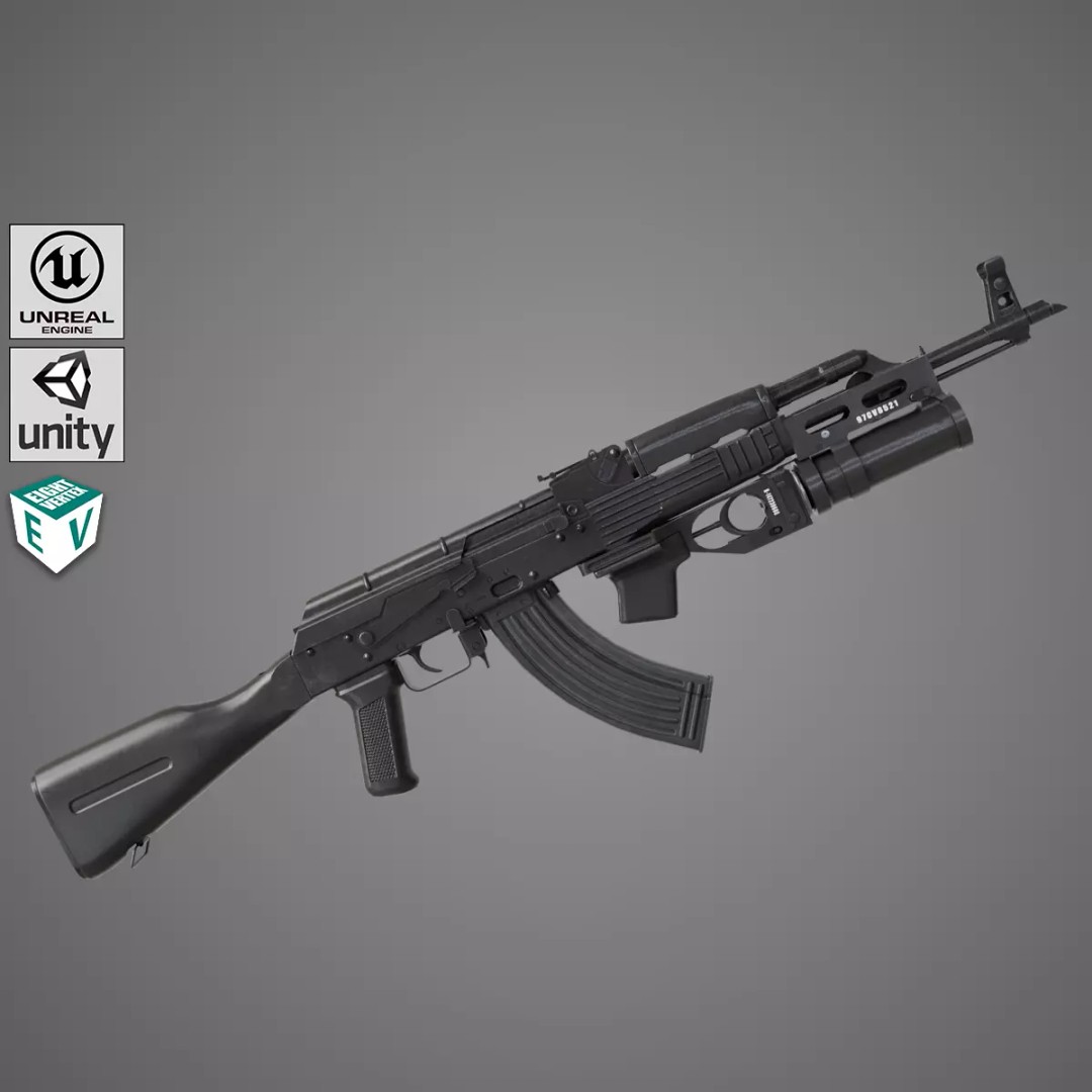 Light Machine Gun 3D Model – Low Poly PBR Game Asset, FBX, Unity, UE - View 2
