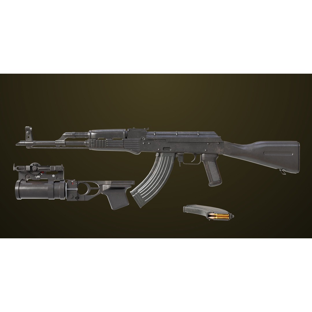 Light Machine Gun 3D Model – Low Poly PBR Game Asset, FBX, Unity, UE - View 3