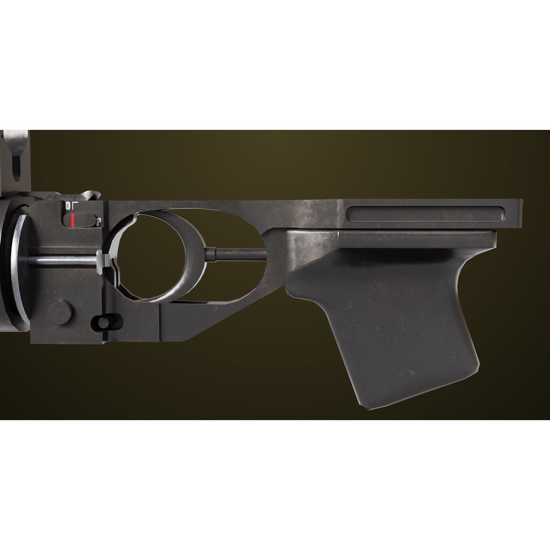 Light Machine Gun 3D Model – Low Poly PBR Game Asset, FBX, Unity, UE - View 34