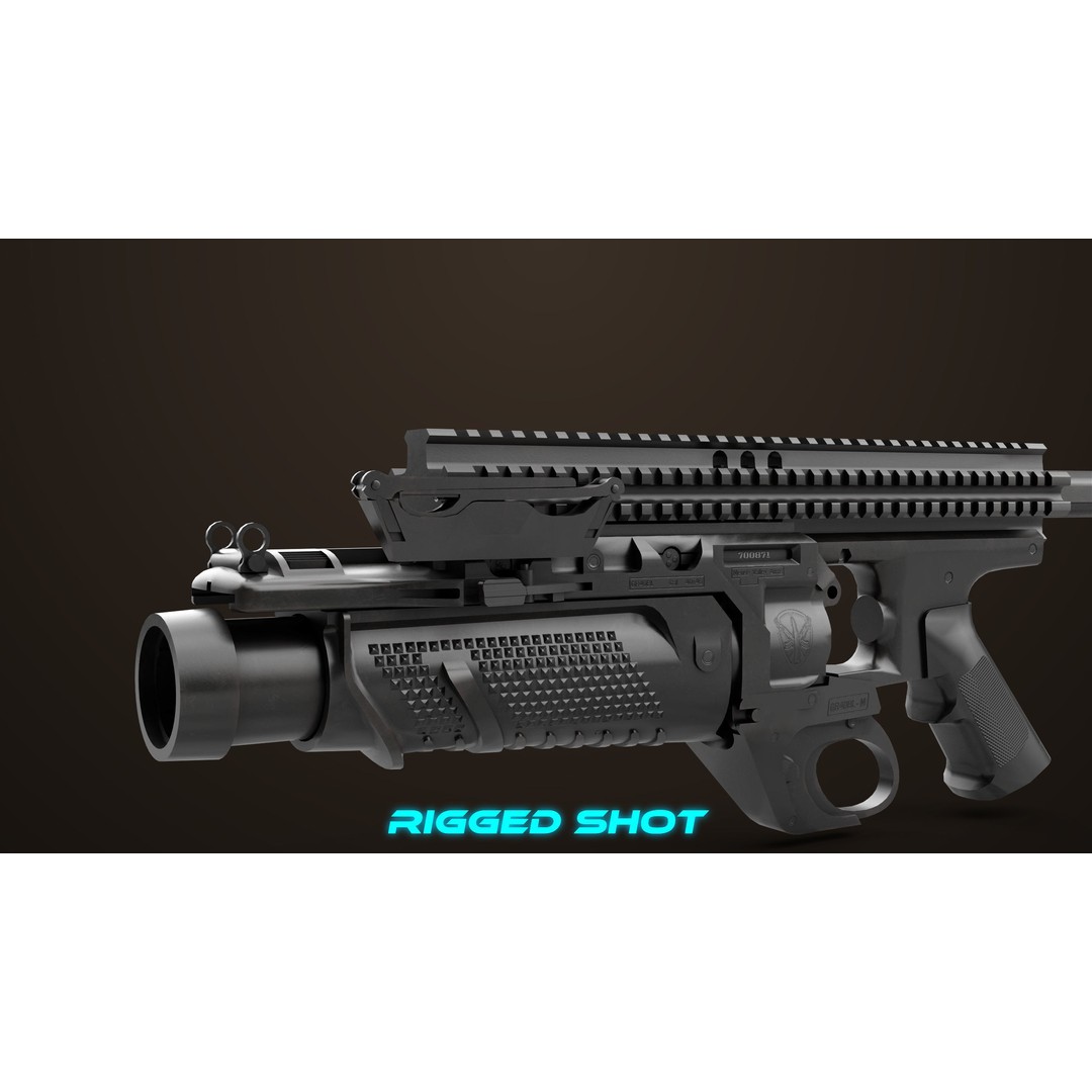 Grenade Launcher 3D Model – Low Poly PBR Game Asset, FBX - View 11