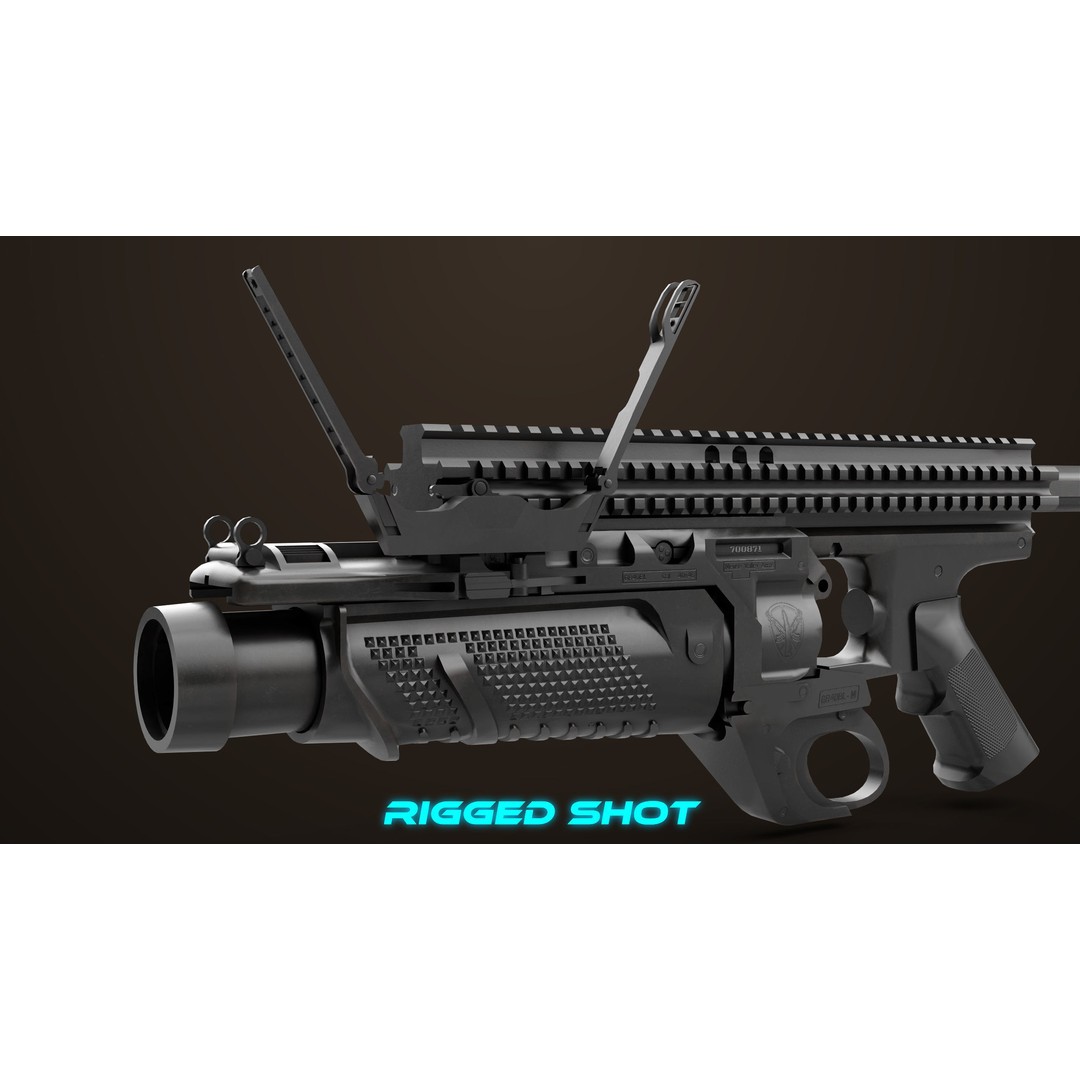 Grenade Launcher 3D Model – Low Poly PBR Game Asset, FBX - View 12