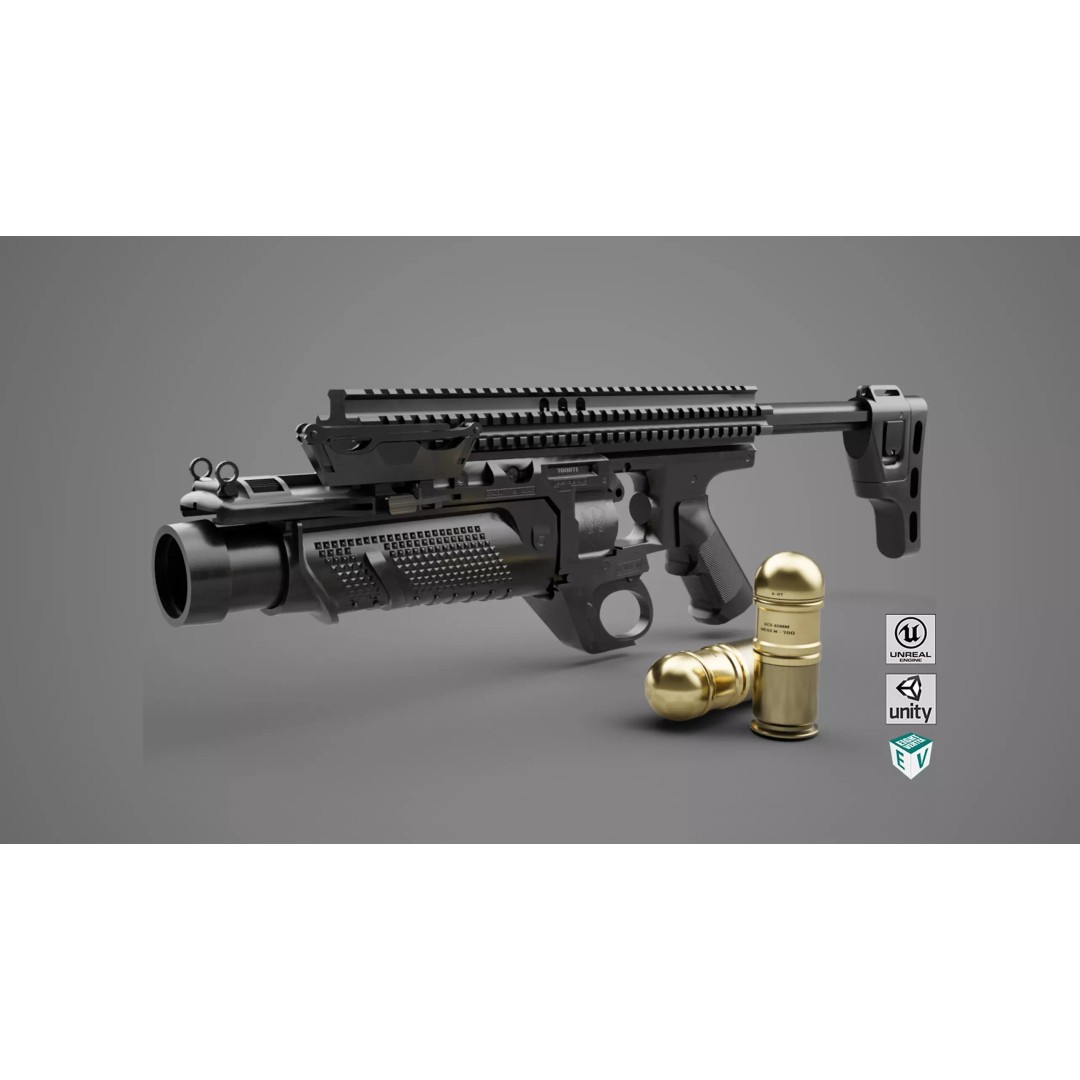 Grenade Launcher 3D Model – Low Poly PBR Game Asset, FBX - View 2