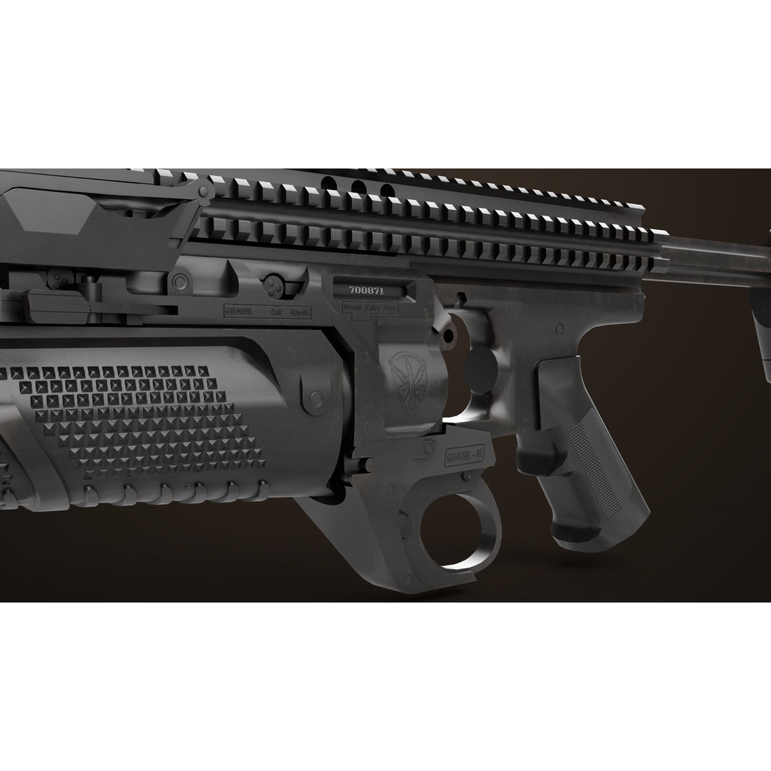 Grenade Launcher 3D Model – Low Poly PBR Game Asset, FBX - View 21