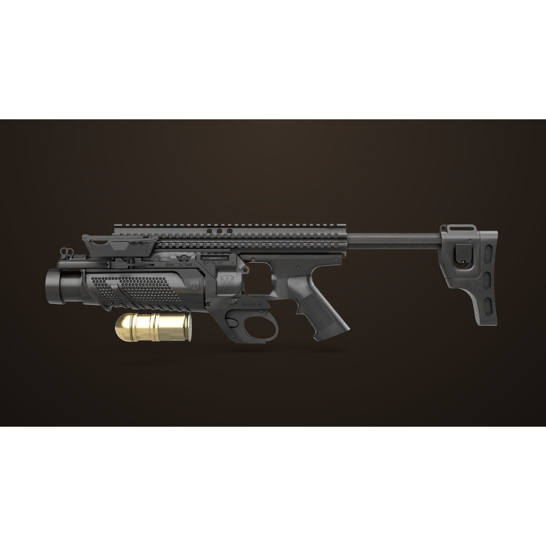 Grenade Launcher 3D Model – Low Poly PBR Game Asset, FBX - View 3