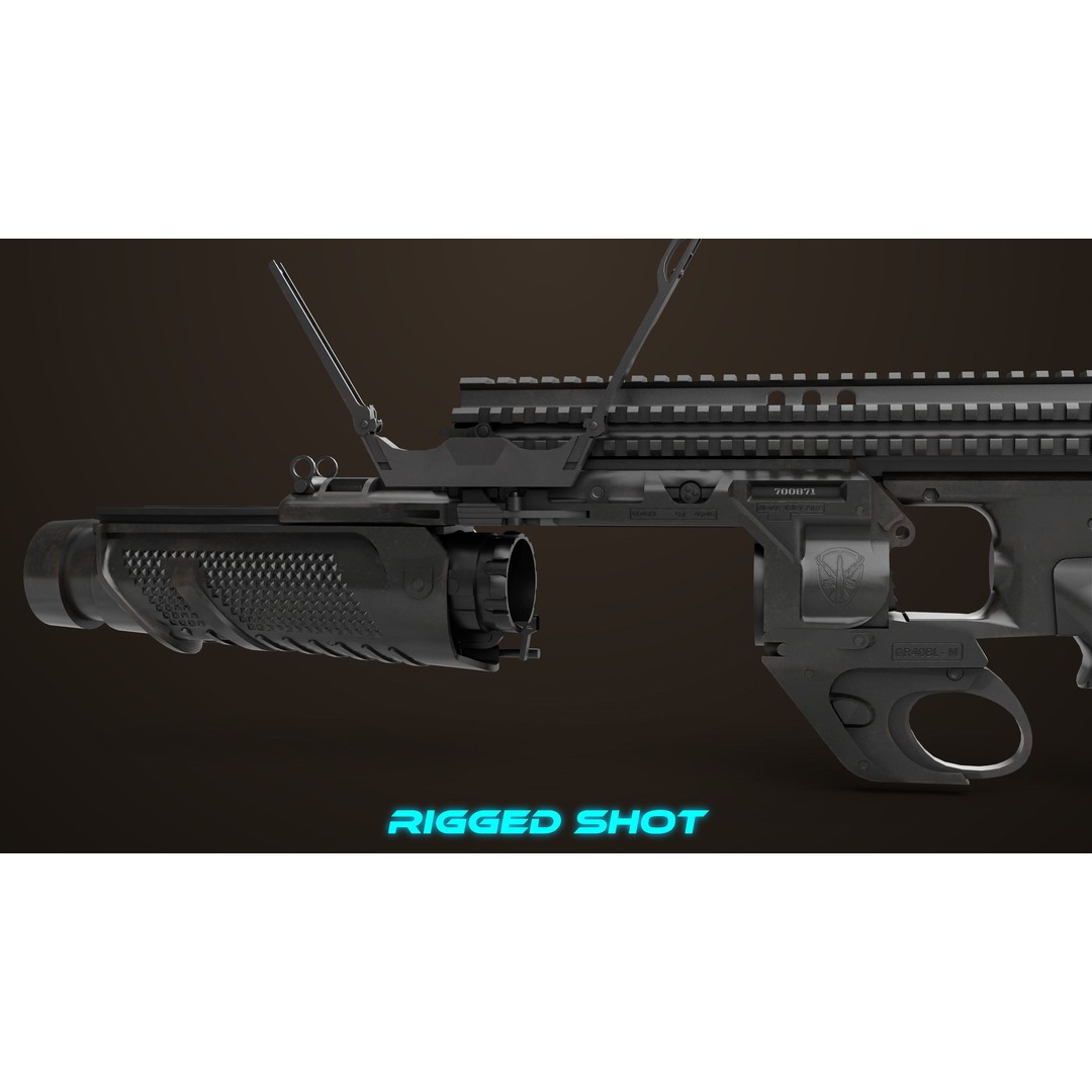 Grenade Launcher 3D Model – Low Poly PBR Game Asset, FBX - View 33