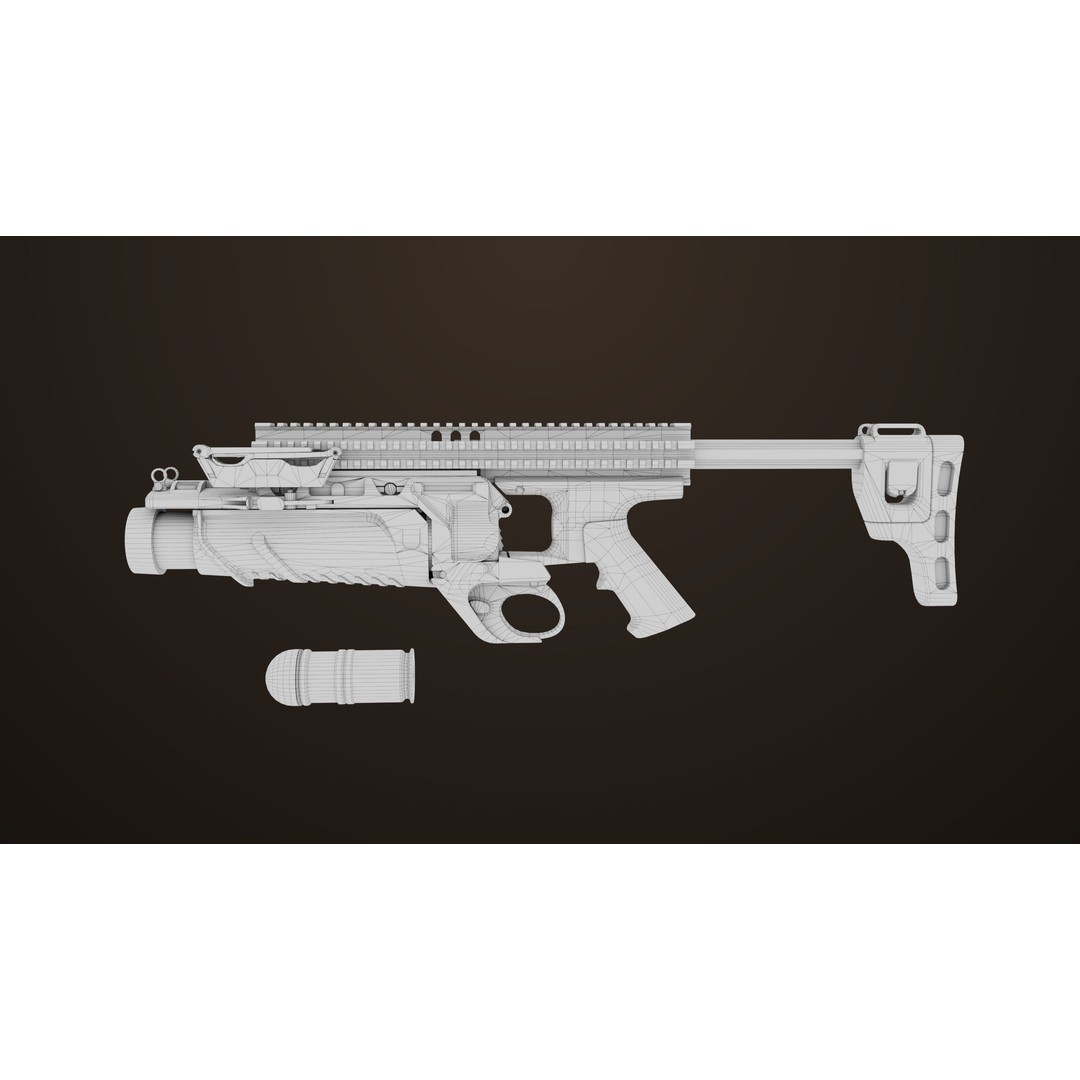 Grenade Launcher 3D Model – Low Poly PBR Game Asset, FBX - View 35