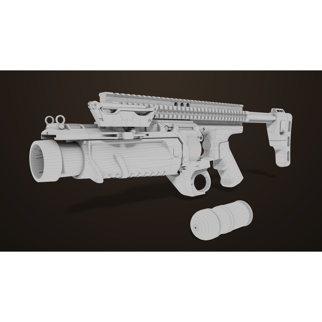 Grenade Launcher 3D Model – Low Poly PBR Game Asset, FBX - View 36