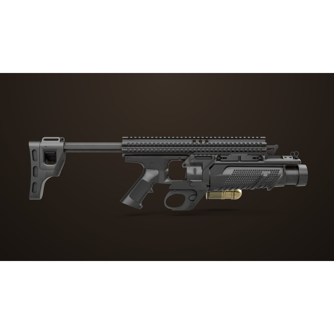 Grenade Launcher 3D Model – Low Poly PBR Game Asset, FBX - View 4