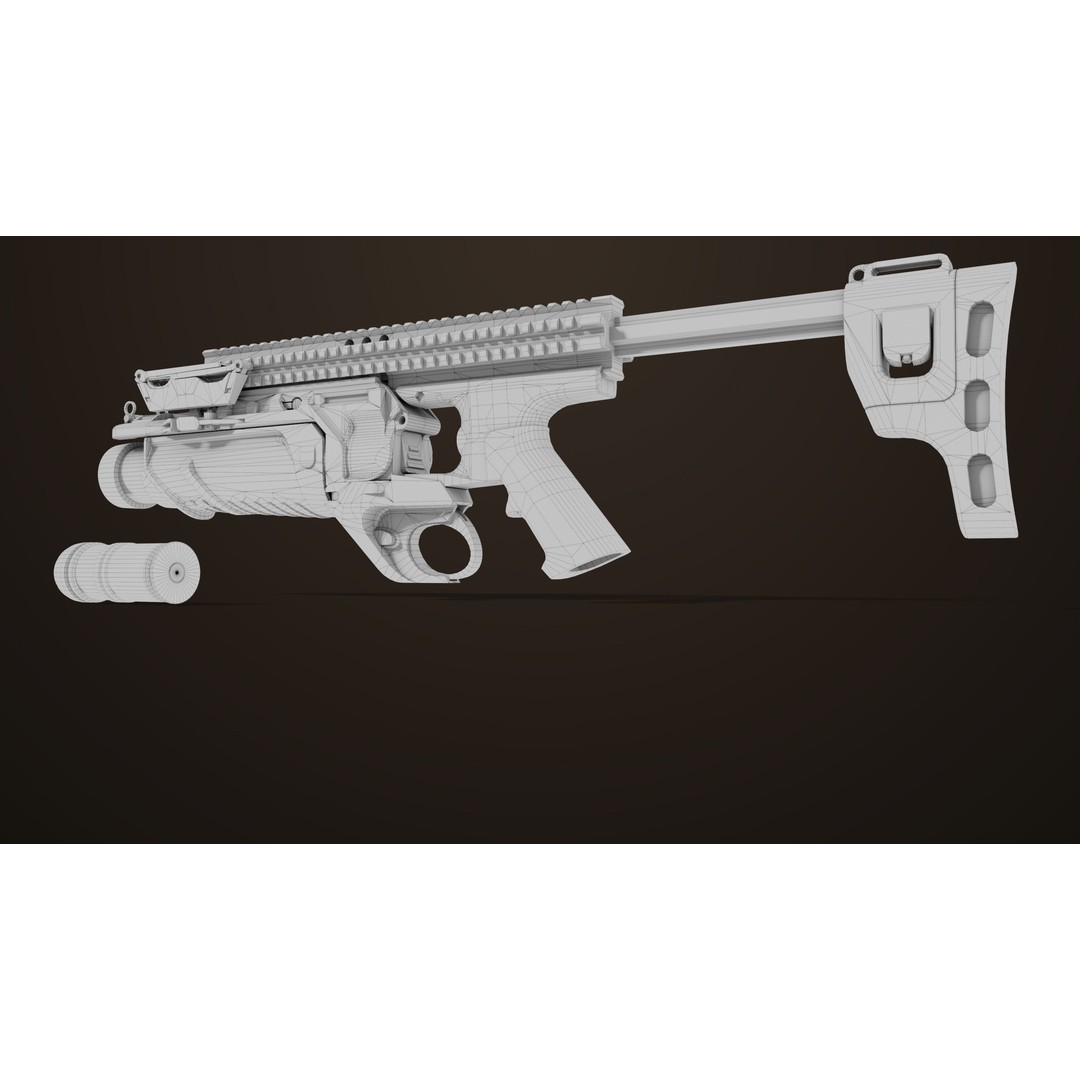 Grenade Launcher 3D Model – Low Poly PBR Game Asset, FBX - View 43