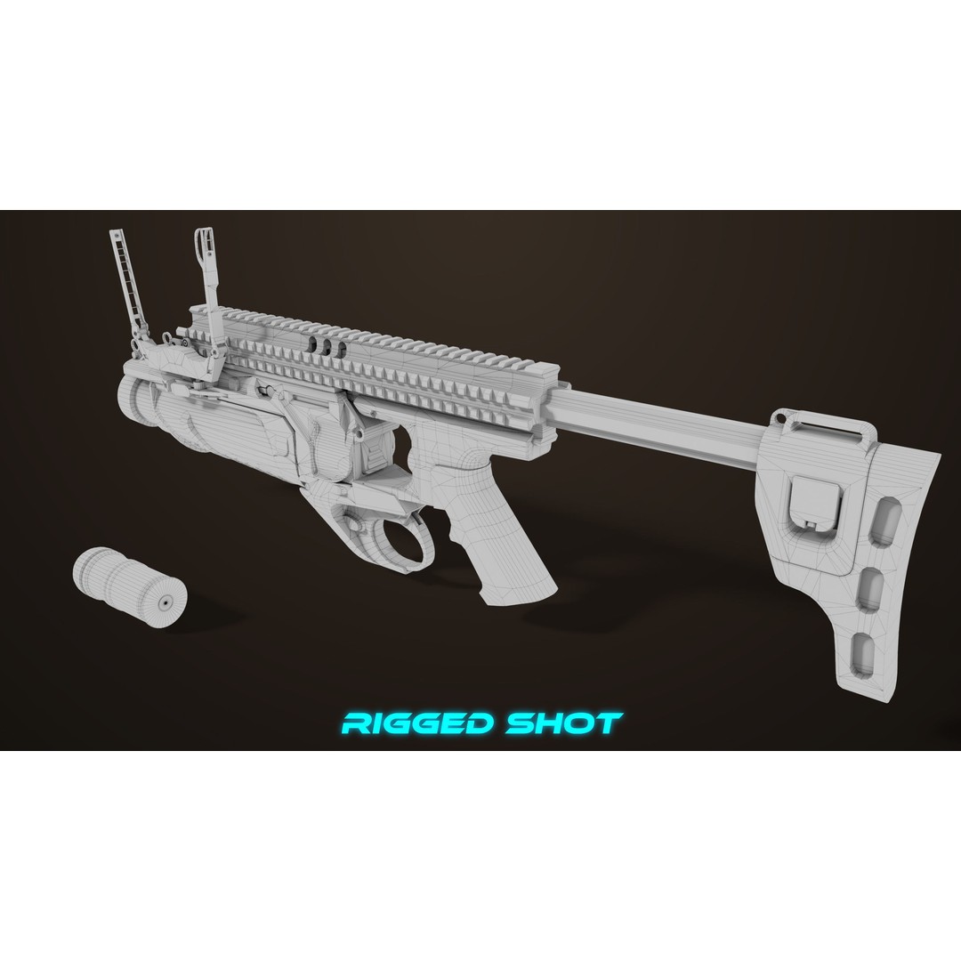 Grenade Launcher 3D Model – Low Poly PBR Game Asset, FBX - View 49