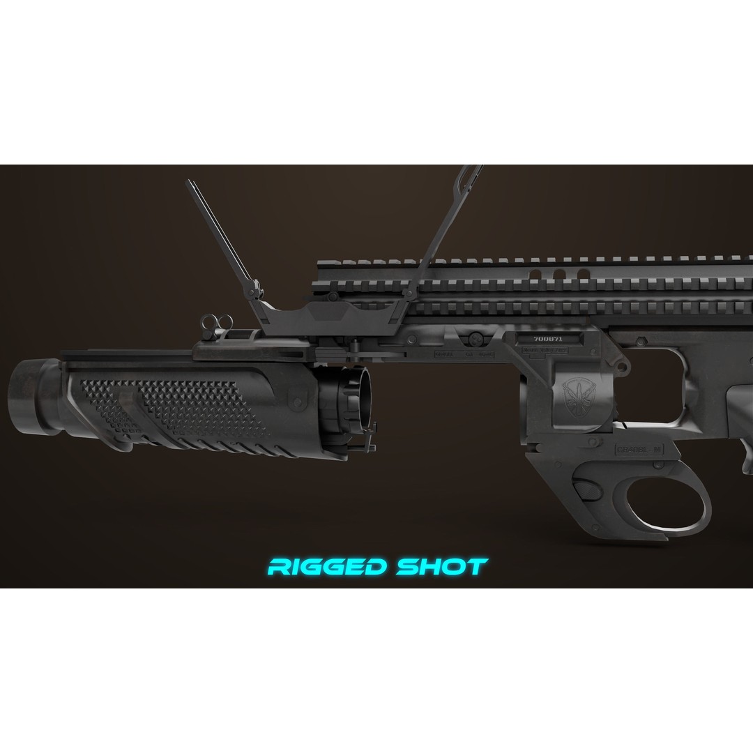 Grenade Launcher 3D Model – Low Poly PBR Game Asset, FBX - View 6