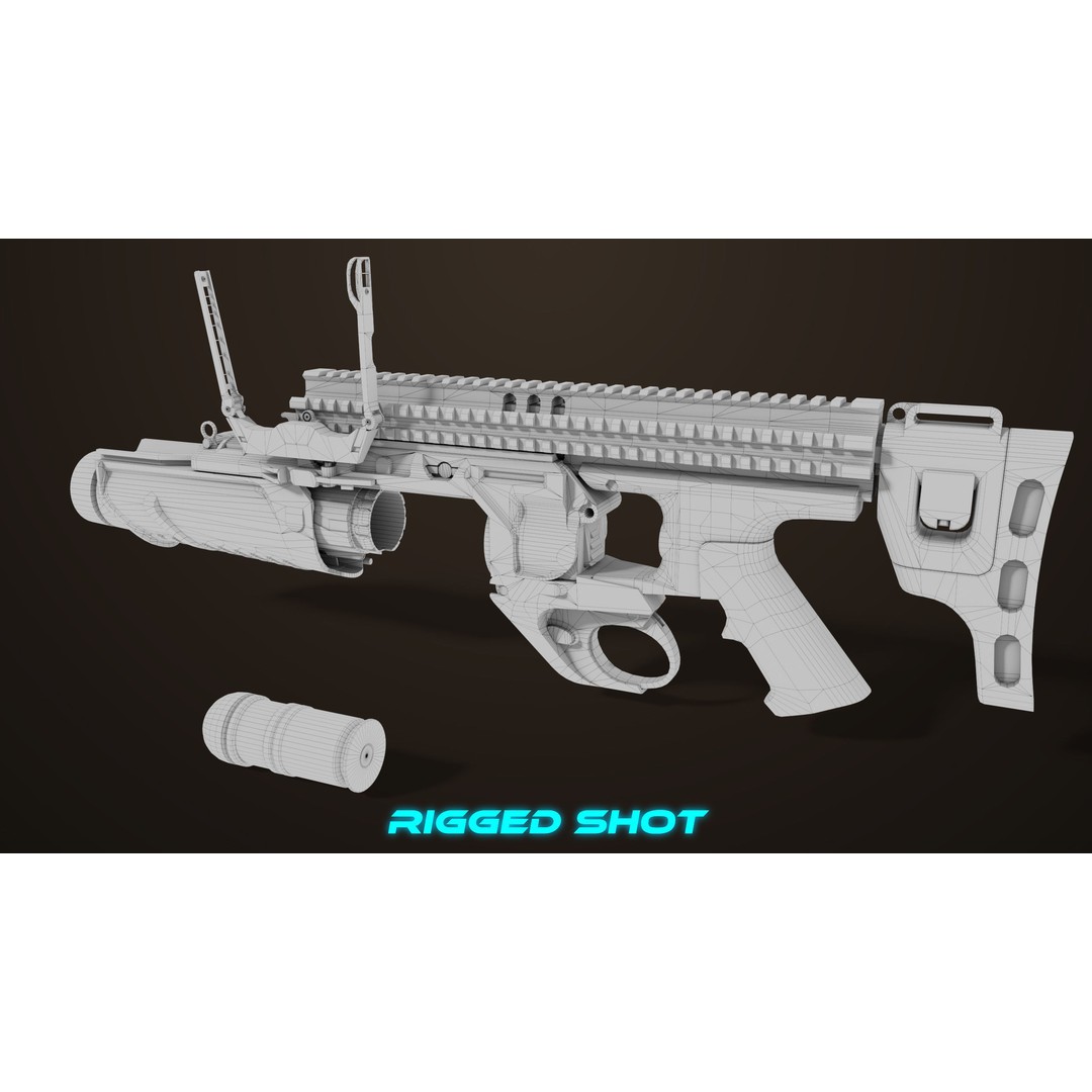 Grenade Launcher 3D Model – Low Poly PBR Game Asset, FBX - View 61