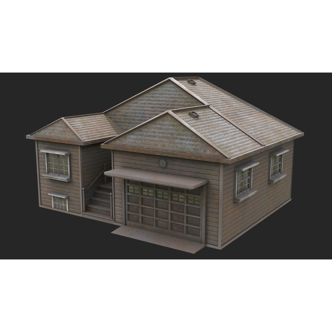 Old Dusty House 3D Model – Low Poly PBR Game Asset, FBX - View 10