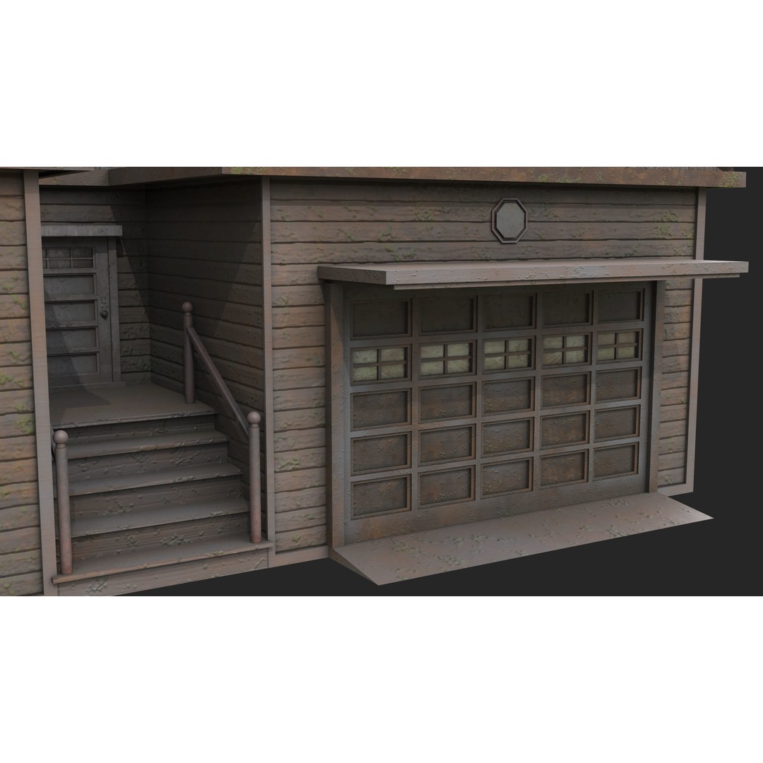 Old Dusty House 3D Model – Low Poly PBR Game Asset, FBX - View 12