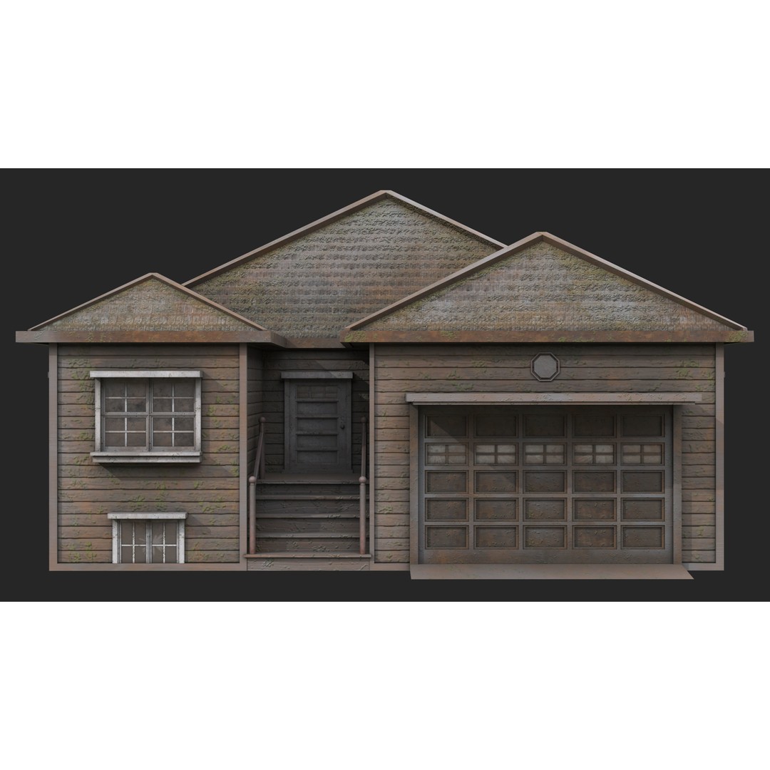 Old Dusty House 3D Model – Low Poly PBR Game Asset, FBX - View 3
