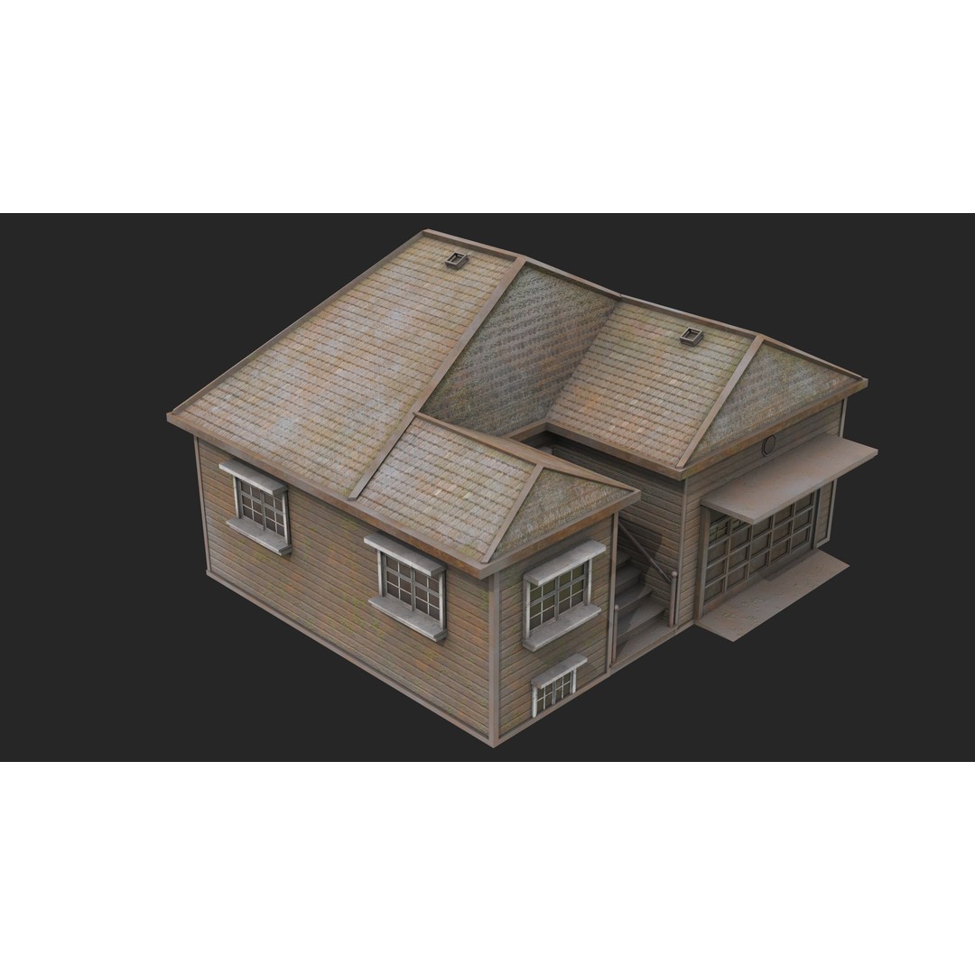 Old Dusty House 3D Model – Low Poly PBR Game Asset, FBX - View 4