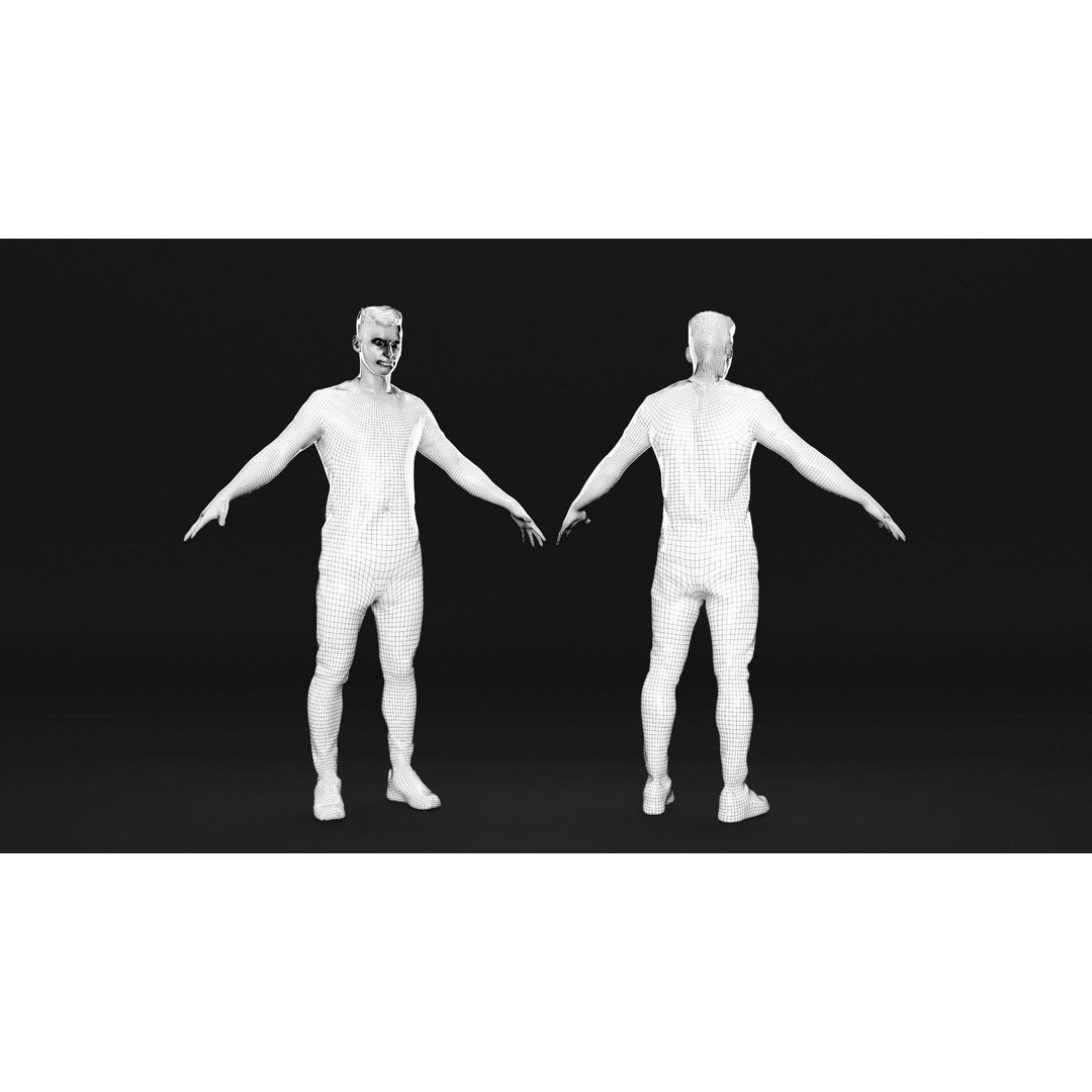 Male Casual Style 3D Model – Low Poly PBR Character, Game Ready - View 11