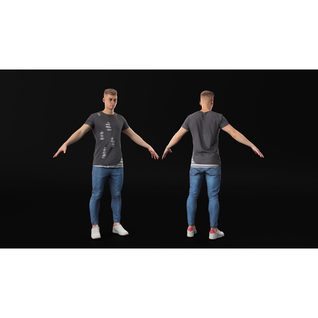 Male Casual Style 3D Model – Low Poly PBR Character, Game Ready - View 5