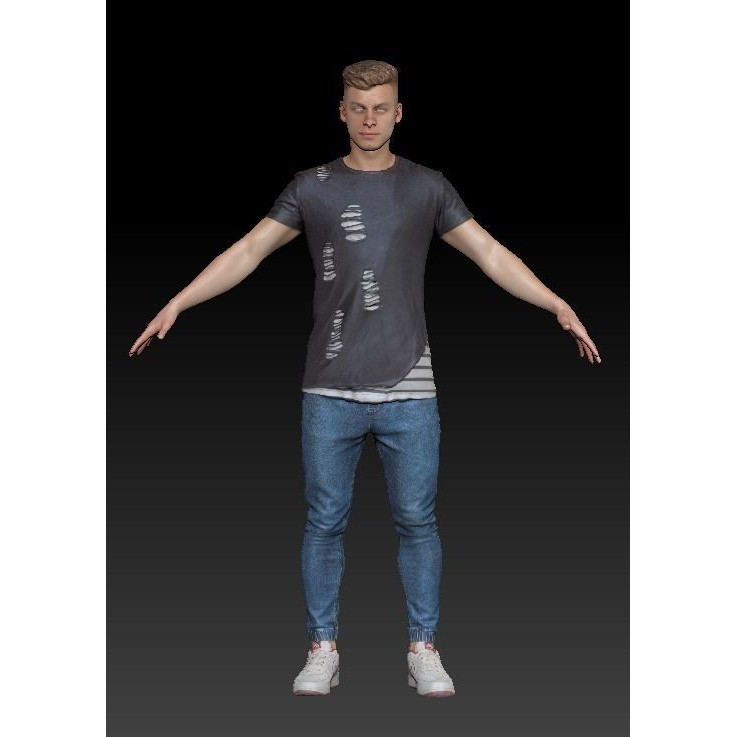 Male Casual Style 3D Model – Low Poly PBR Character, Game Ready - View 7